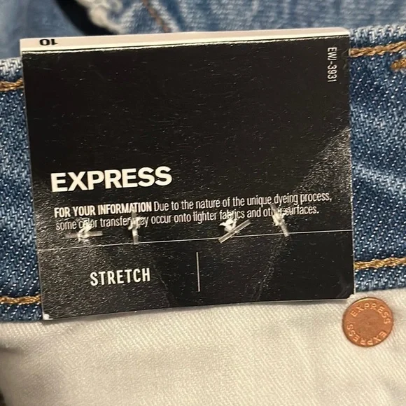 Express Blue Jean Shorts Distressed Frayed Hem - Picture 8 of 10